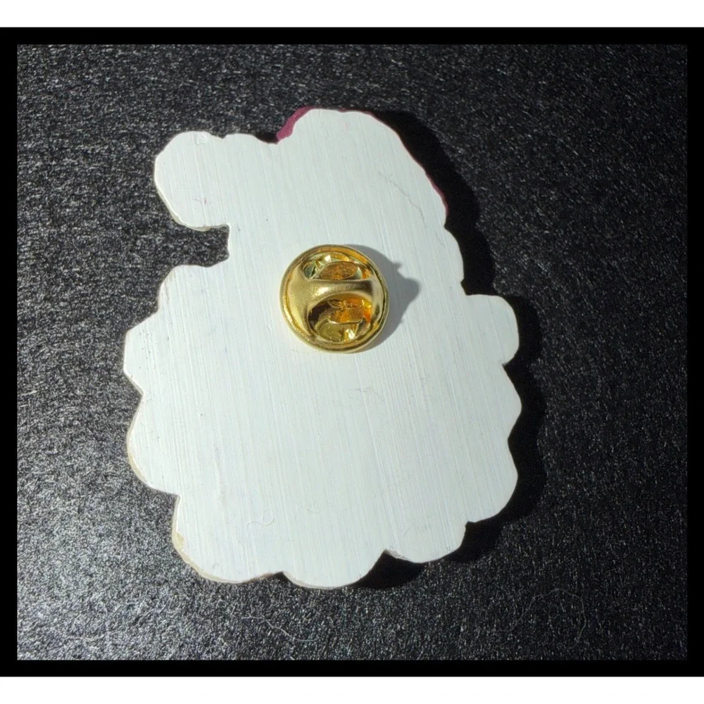 Santa Claus Lapel Pin Mens Small Cream Purple Resin Christmas Holiday